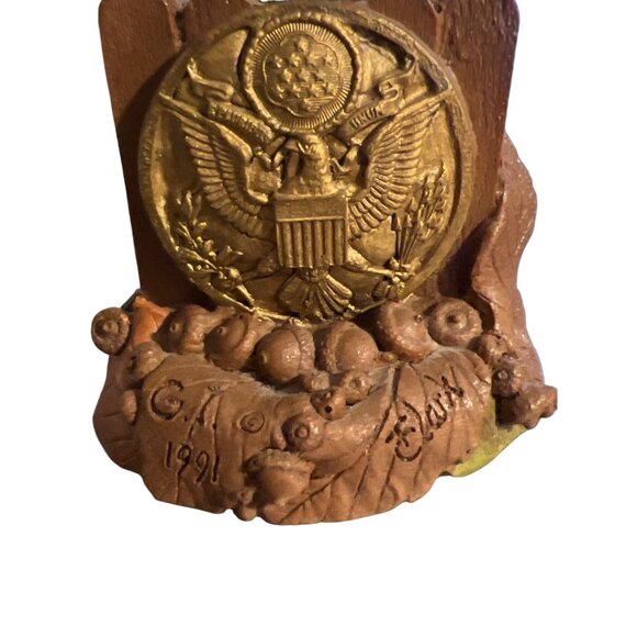 Vintage 2 Tom Clark Gnome Figurines Flyboy GI Army 1991 Pecan Resign Estate 4.75 - Picture 8 of 10